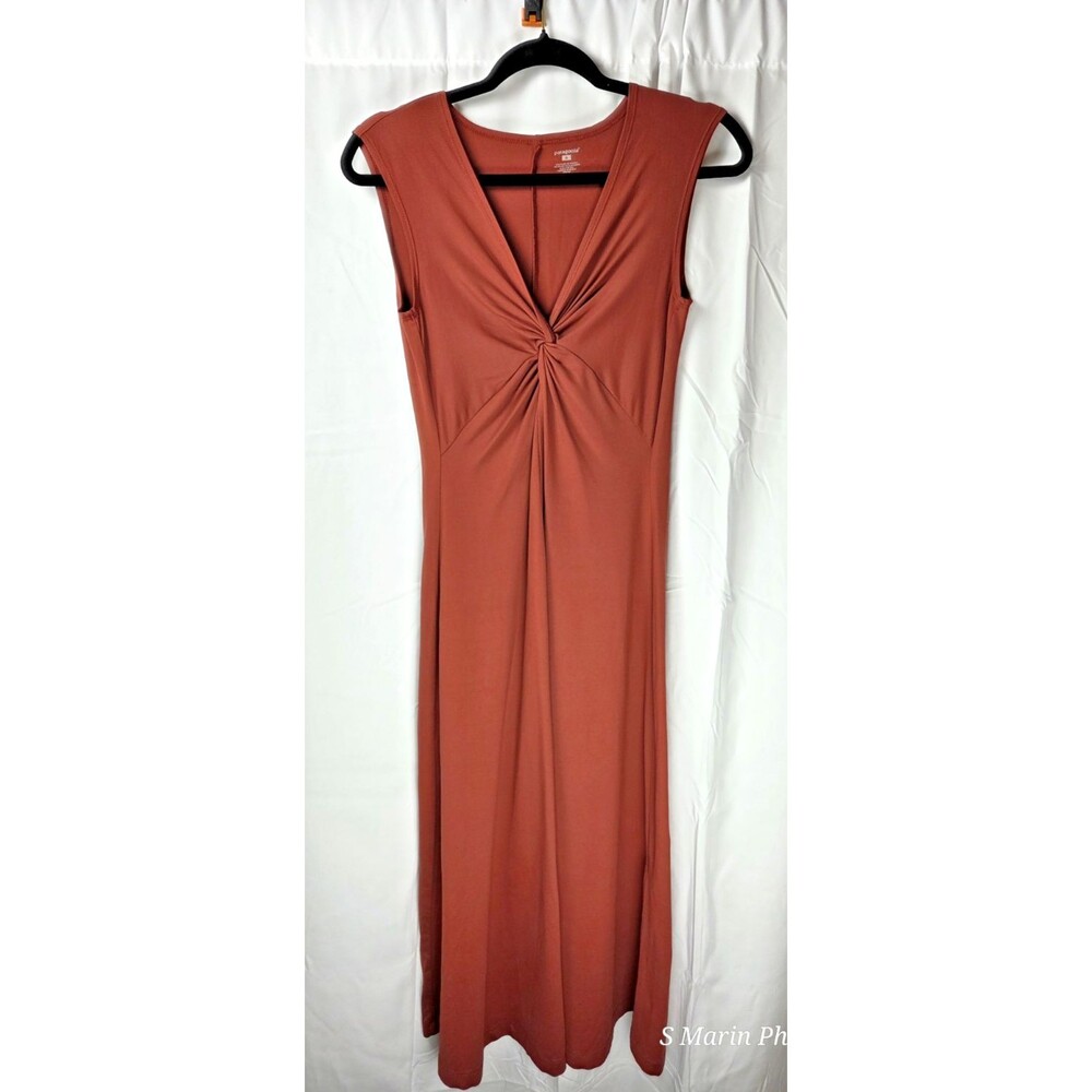 Patagonia Women's Sleeveless Twist Front Maxi Dress Rust Brown Size S - Picture 2 of 8